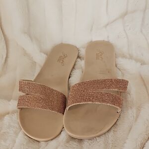 Badgley Mischka Gold Slide Sandals